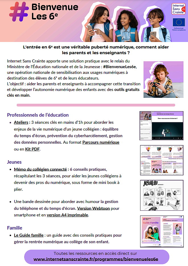 #BienvenueLes6e - Les ressources